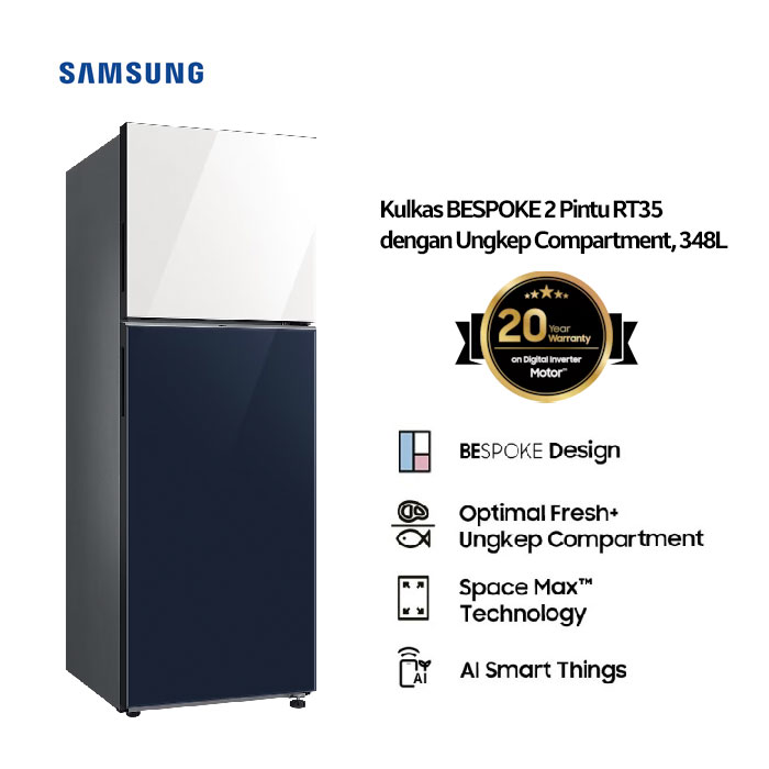 Samsung Kulkas Two Doors BESPOKE Ungkep Compartment RT35 348 L - RT35CB56408ASE